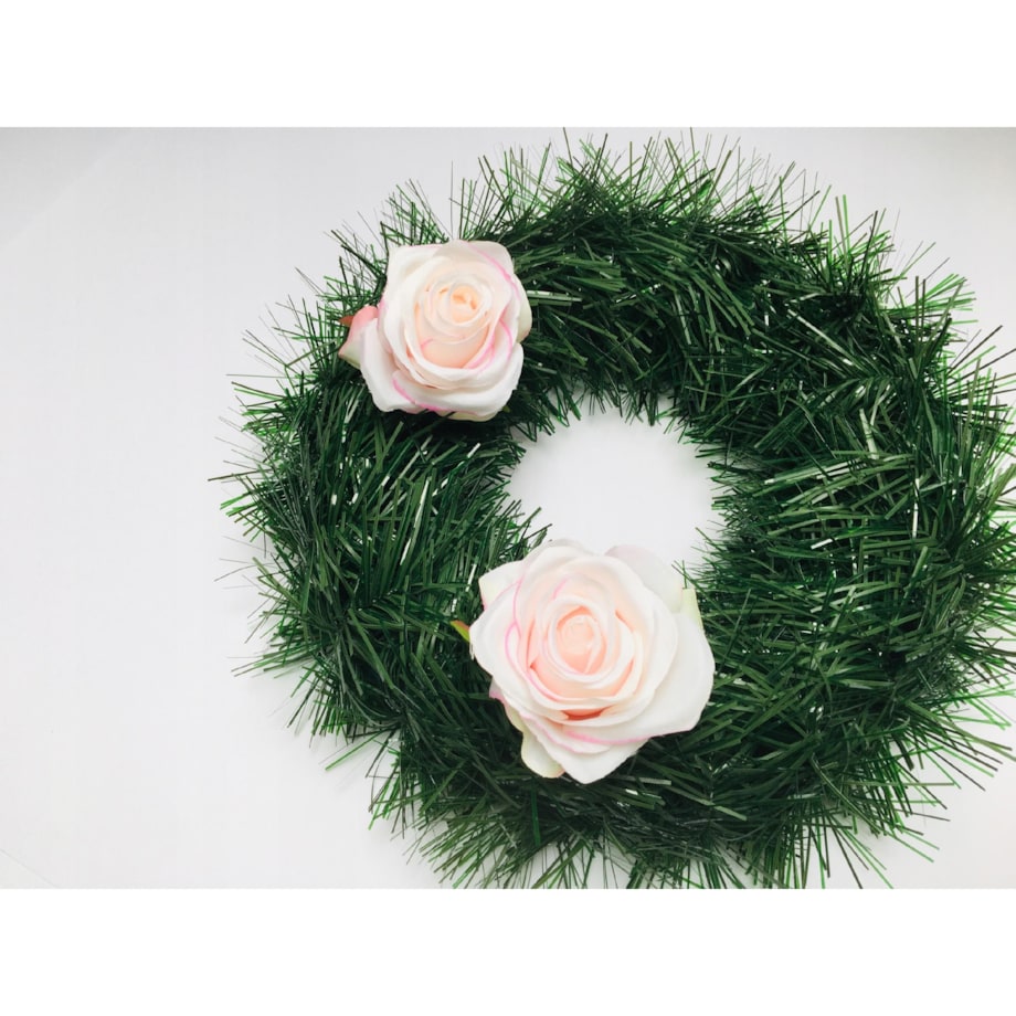 SZTUCZNE KWIATY RÓŻA biało różowa wyrobowa do stroika wiązanki bukiet dekor