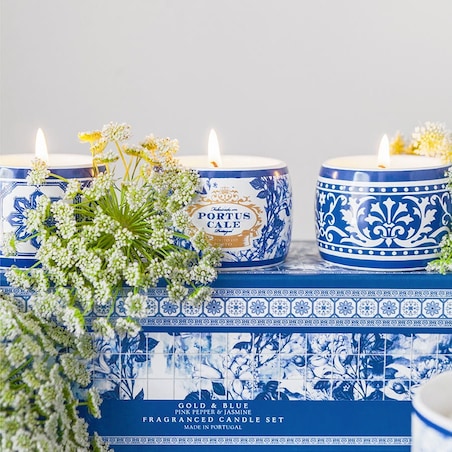 Świeca Portus Cale Gold & Blue zestaw 3szt
