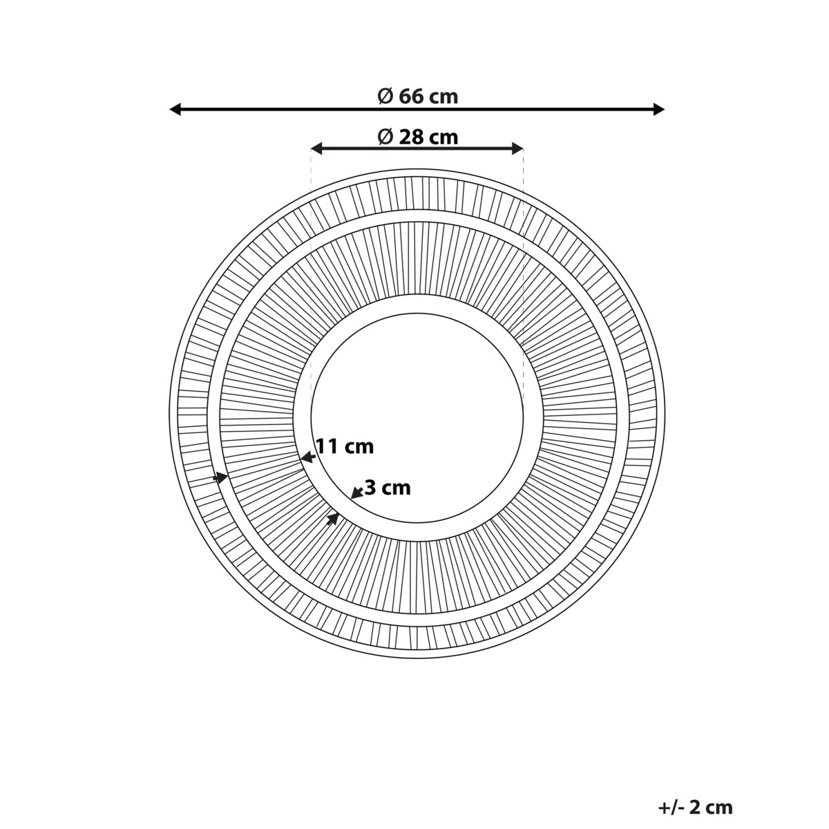 Bambusowe okrągłe lustro ścienne ø 66 cm ciemne drewno BLASITO
