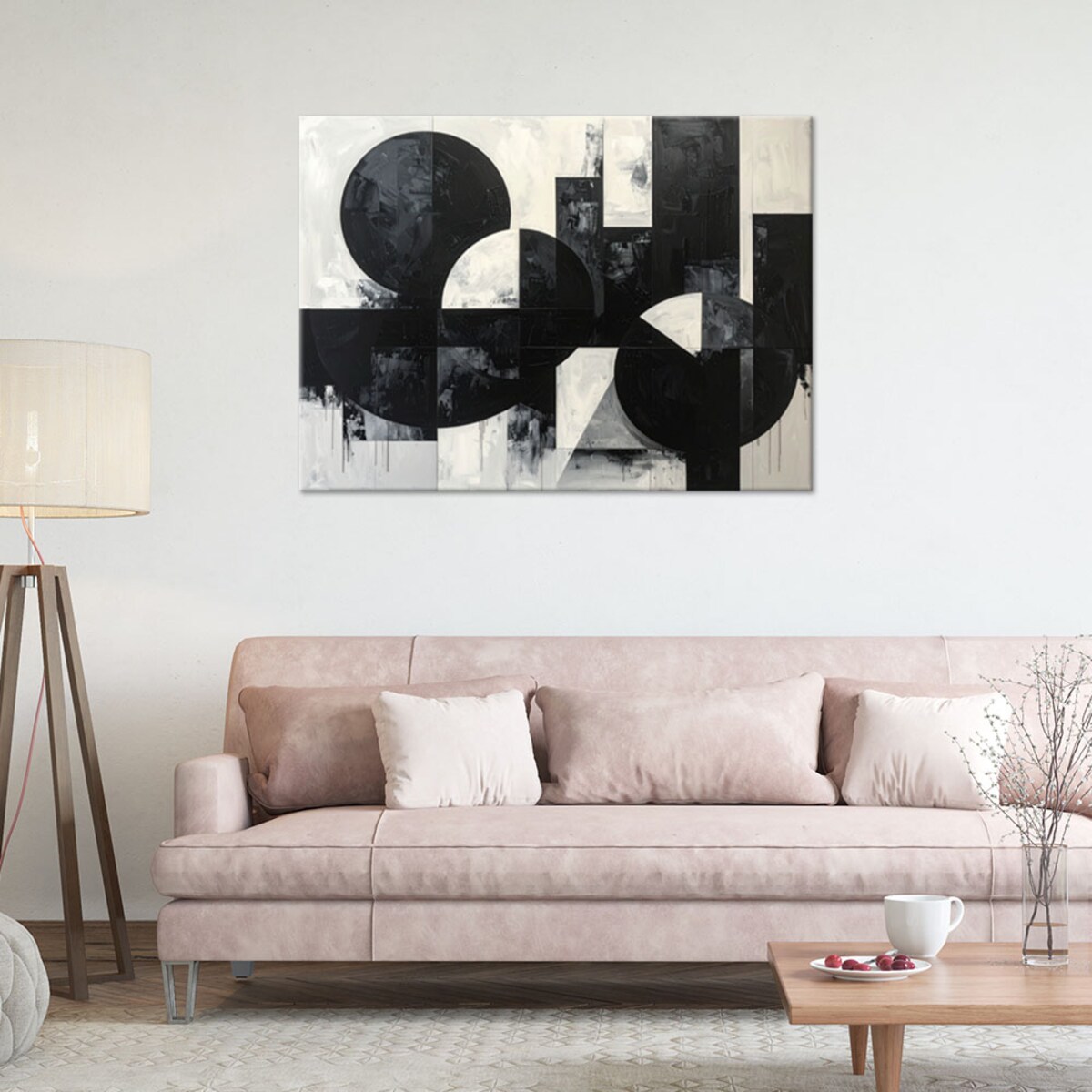 Obraz do salonu biura, Abstrakcyjna kompozycja koła kształty czarno biały