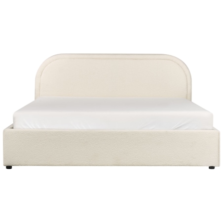 Łóżko z pojemnikiem boucle 160 x 200 cm jasnobeżowe QUILLIEN