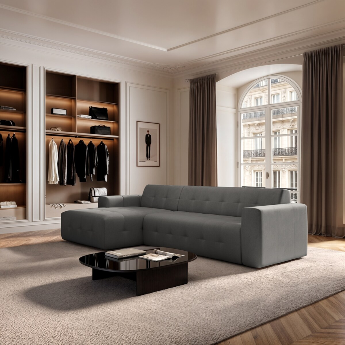 Sofa narożna lewa Tuil XL srebrnoszara