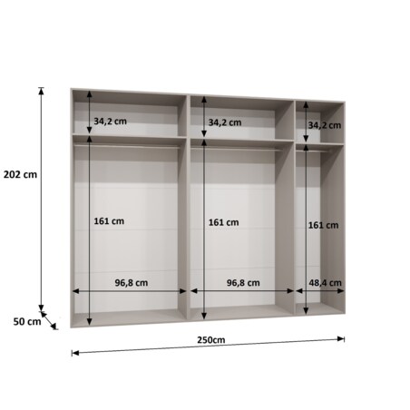 Szafa uchylna Sandi 1 250 wys 202 cm Kaszmir + u Złoty