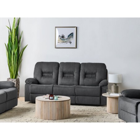 Sofa z manualną funkcją relaksu 3-osobowa szara BERGEN II