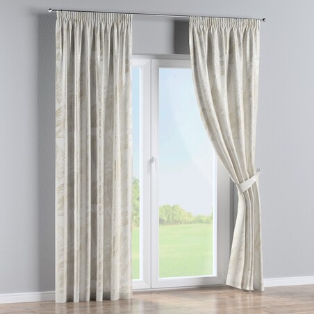 Zasłona na taśmie marszczącej 1 szt. 130x245 szaro-beżowe liście