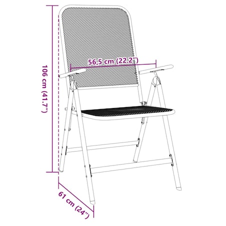 vidaXL Składane krzesła ogrodowe, 2 szt., antracytowe, metalowa siatka
