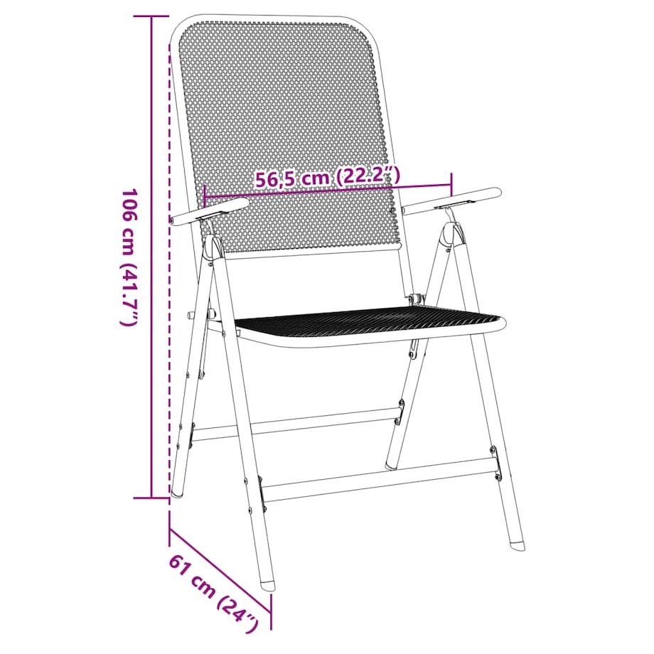 vidaXL Składane krzesła ogrodowe, 2 szt., antracytowe, metalowa siatka