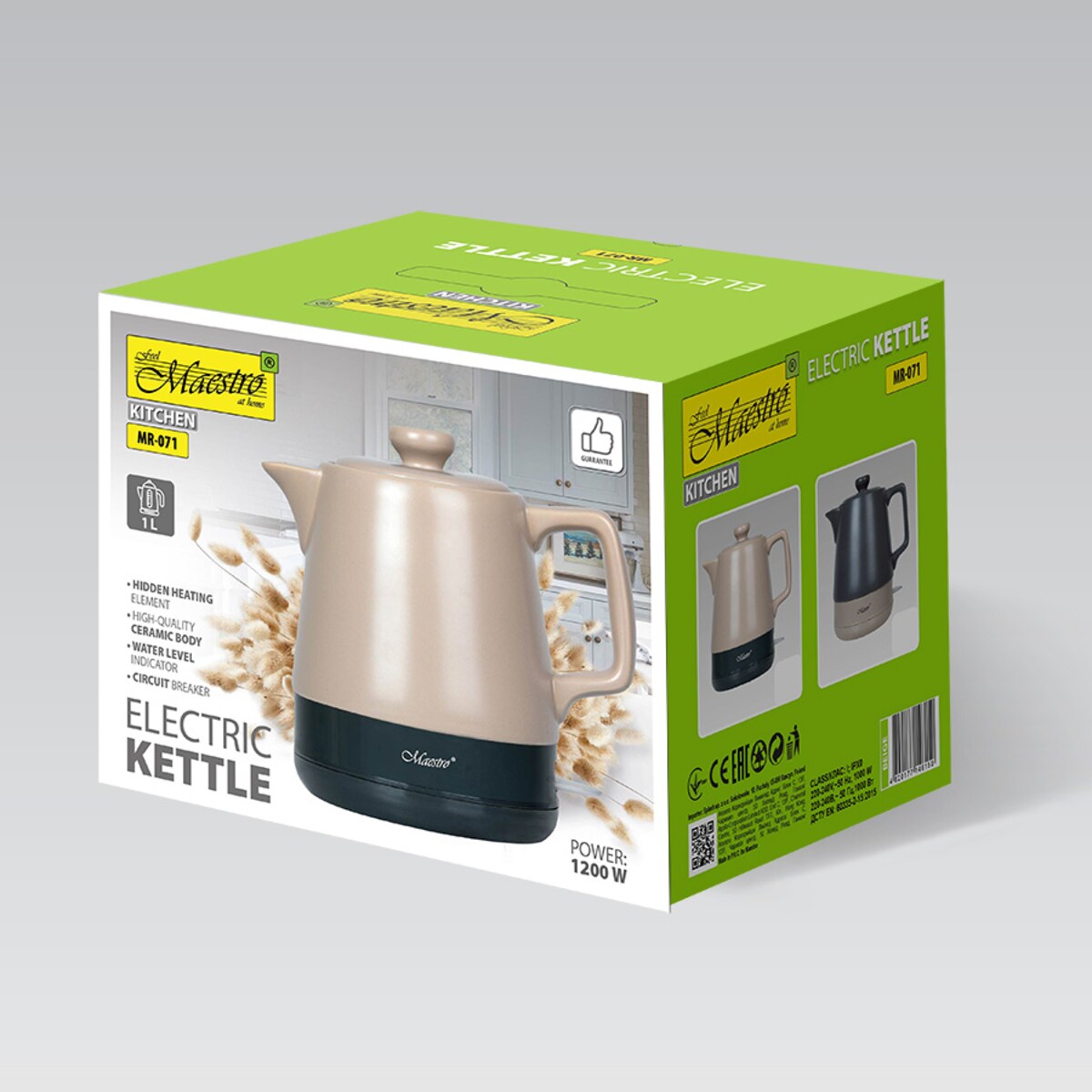 Maestro czajnik elektryczny 1.0L 1200W MR071BEIGE