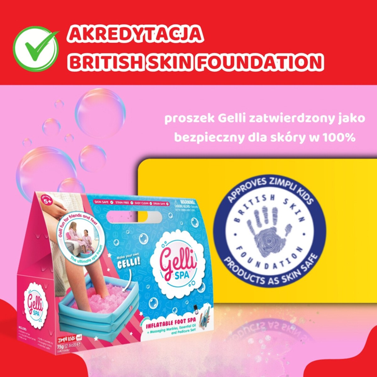 Domowe spa dla stóp zestaw do paznokci z przybornikiem dmuchaną miską i galaretką do kąpieli Gelli Spa 5+ Zimpli Kids