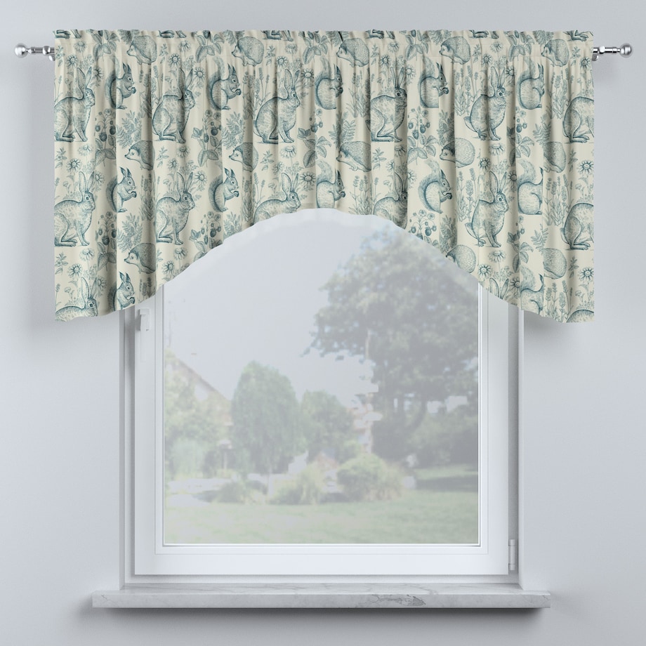 Lambrekin łuk 250x75 ecru-niebieski