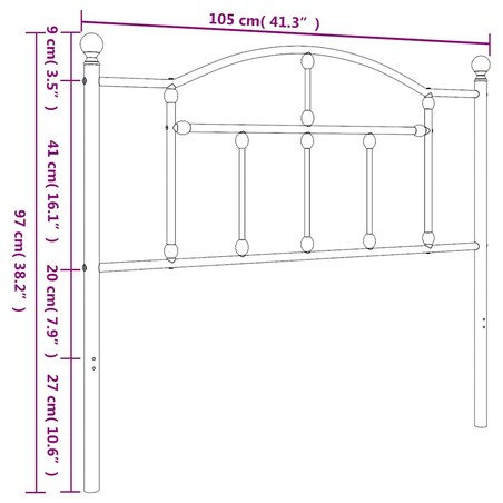 vidaXL Metalowe wymienne wezgłowie, czarne, 100 cm