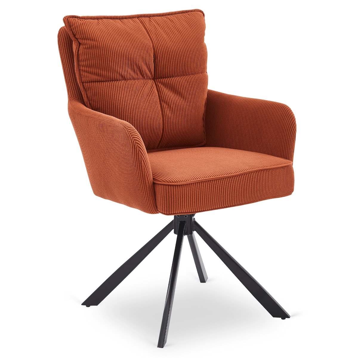 Krzesło Obrotowe Kubełkowe Tapicerowane Do Jadalni Sztruks Rudy CITY