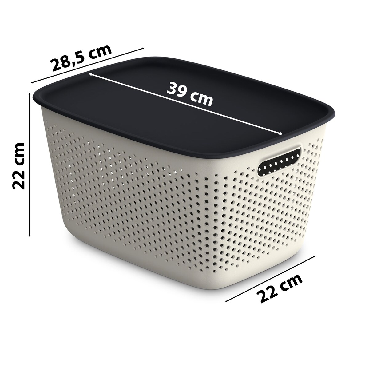 3X Pojemnik Plastikowy Ażurowy Pudełko Z Pokrywą Pojemniki Box 17L Beżowy