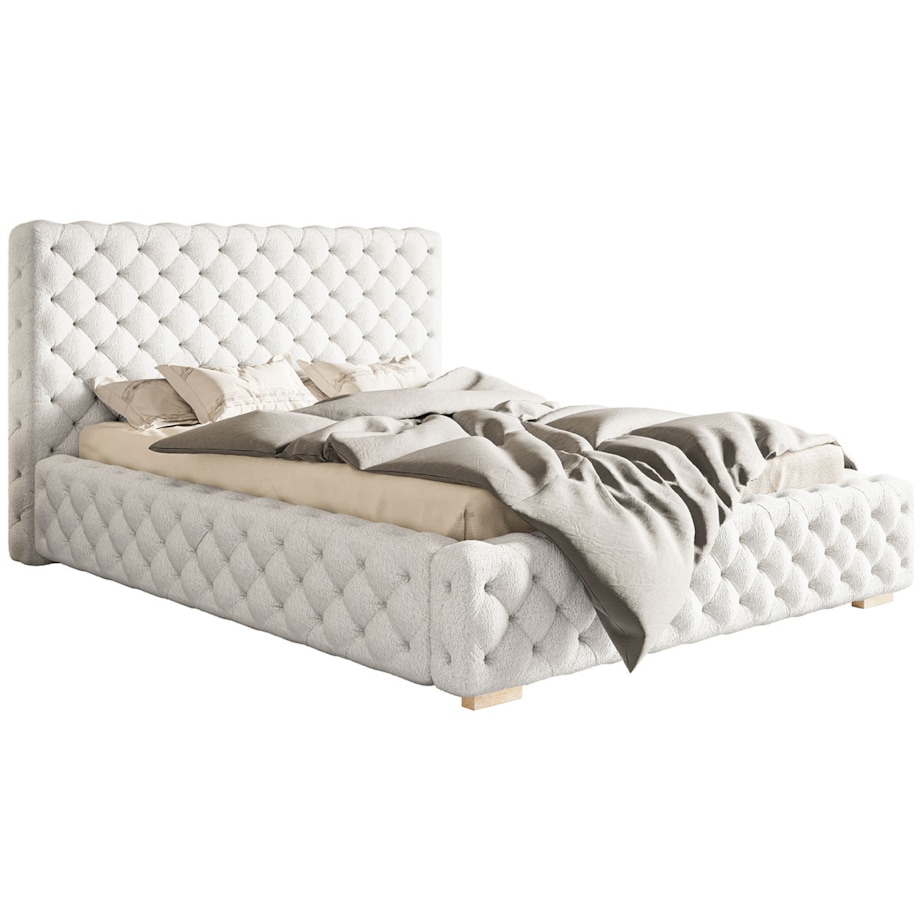 Łóżko z pojemnikiem 120x200 BEN 15 w tkaninie boucle-Catch Me 01 - ecru