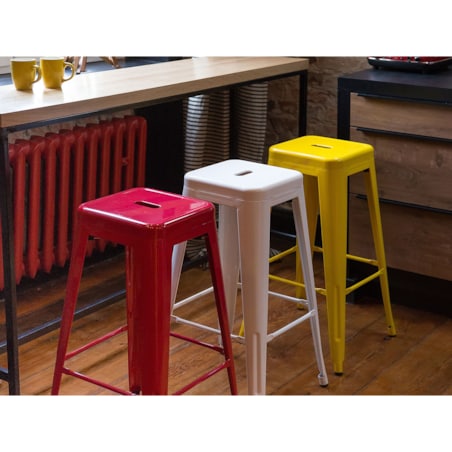 Zestaw 2 stołków barowych metalowych 60 cm żółty CABRILLO