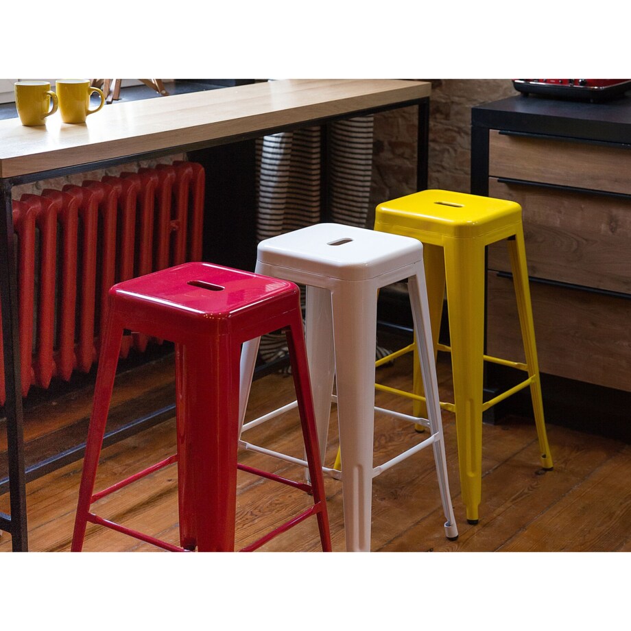Zestaw 2 stołków barowych metalowych 60 cm żółty CABRILLO