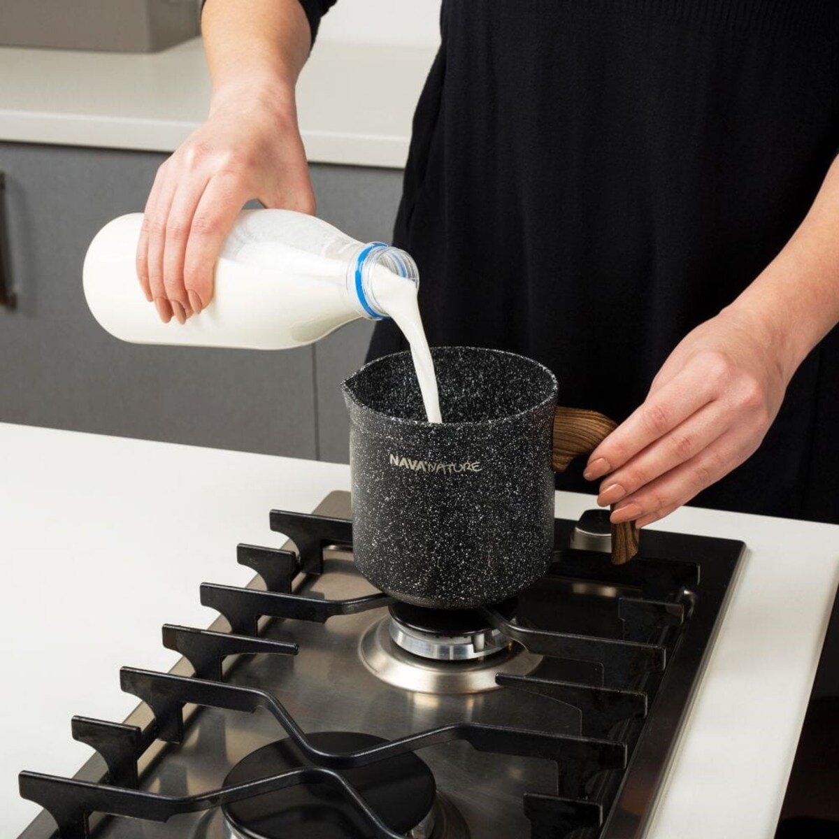 Garnek do mleka Rondel Granitowy na mleko 1 l Nature Garnuszek na Budyń Krem