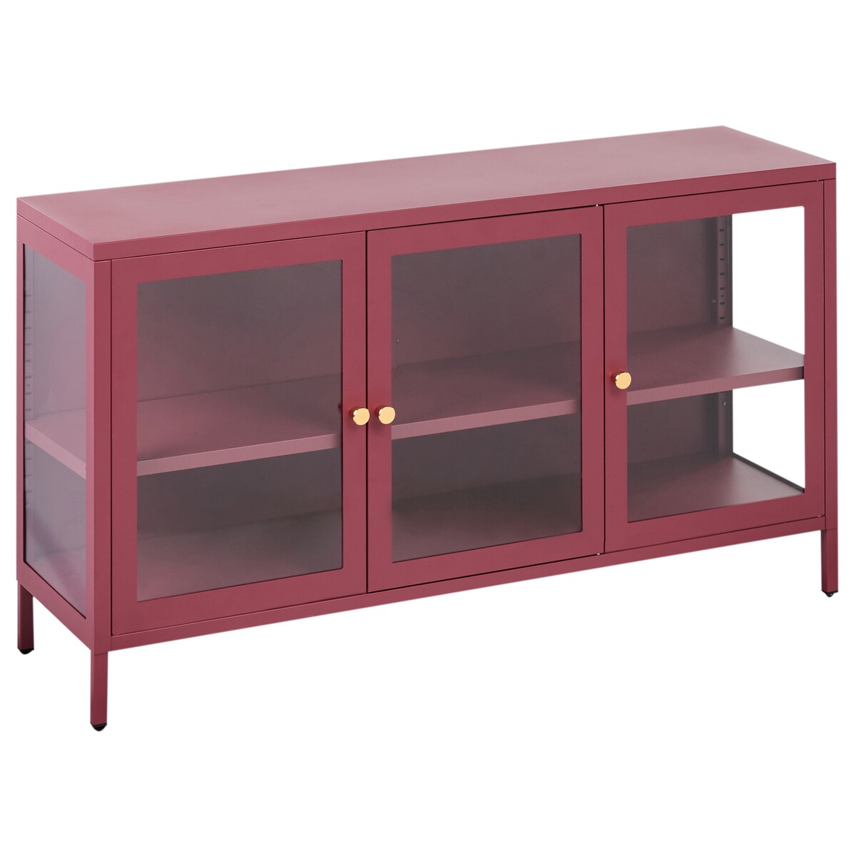 Szafka ze szklanymi drzwiami NEWPORT Metal 115 cm Bordowy