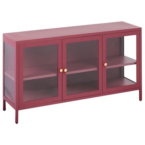 Szafka ze szklanymi drzwiami NEWPORT Metal 115 cm Bordowy