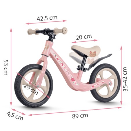 Rowerek biegowy dla dzieci magnesium Ricokids różowo-kremowy Funnu 760503