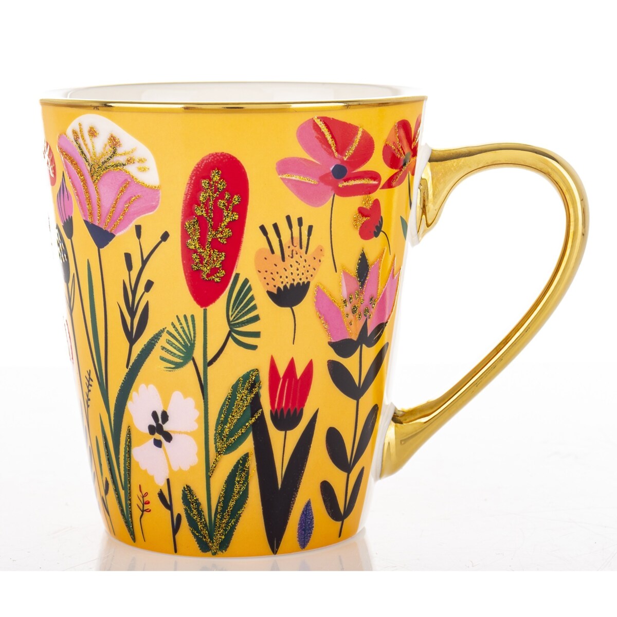 Kubek porcelanowy 300 ml 10x12,5x9 cm BLUMEN-I small żółty