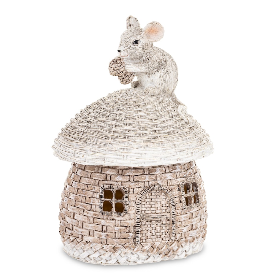 Figurka MYSZKA z okrągłym domkiem LED 15x11x10 cm EGER-3