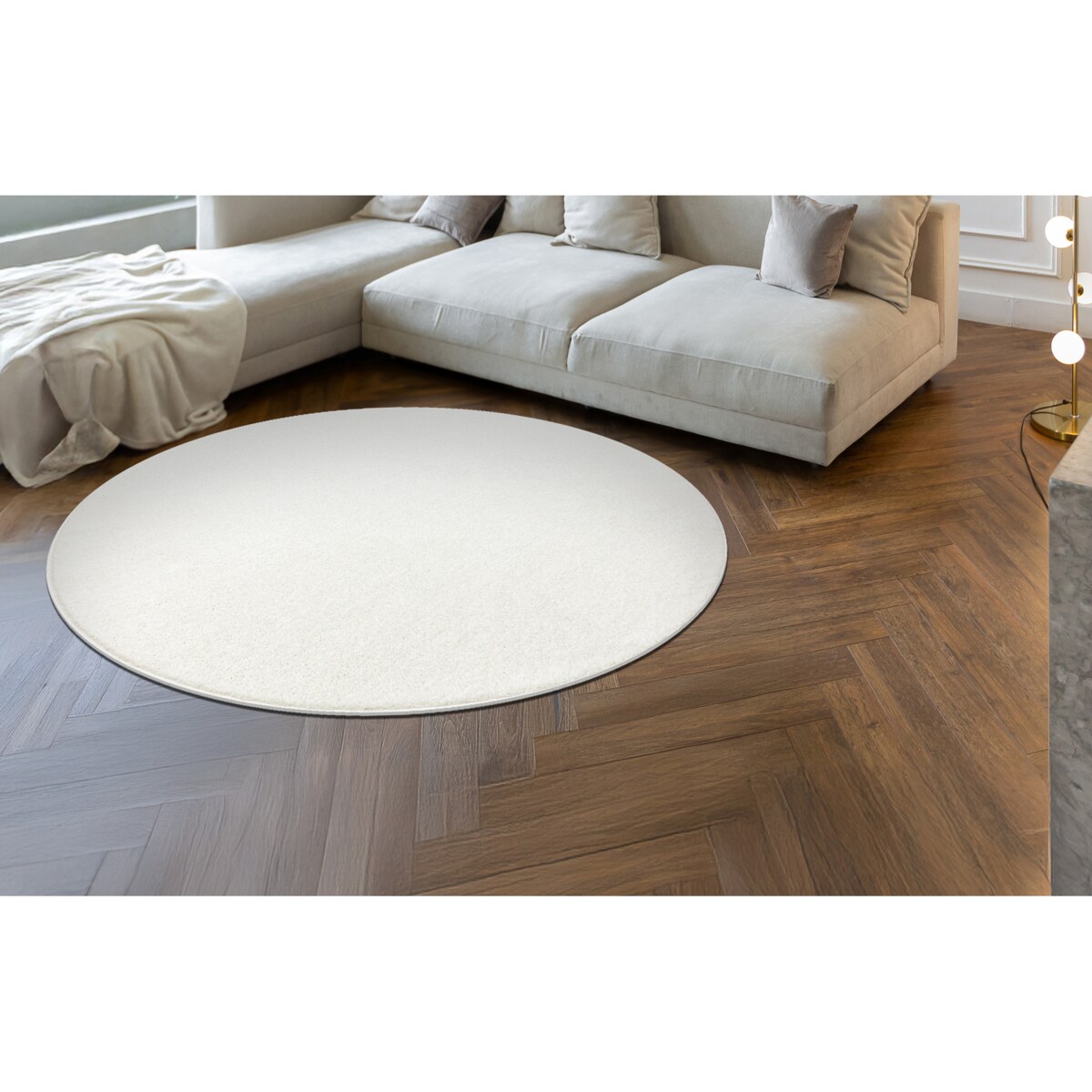 Dywan ETON PLUS koło krem jednolity, koło 133 cm