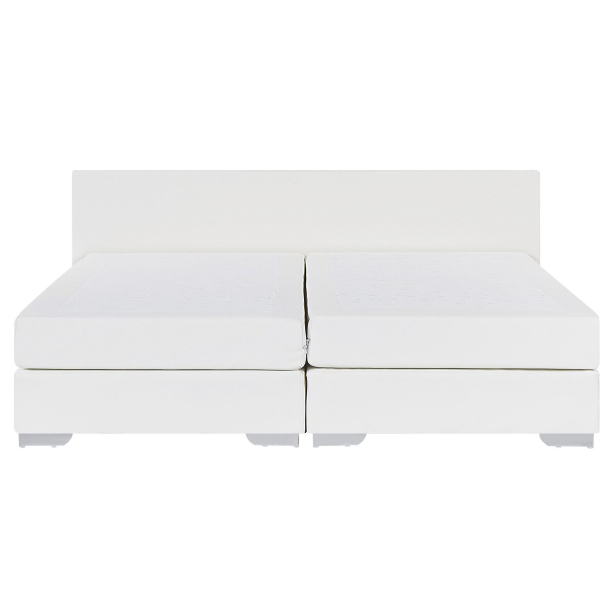 Łóżko kontynentalne ekoskóra 160 x 200 cm białe PRESIDENT