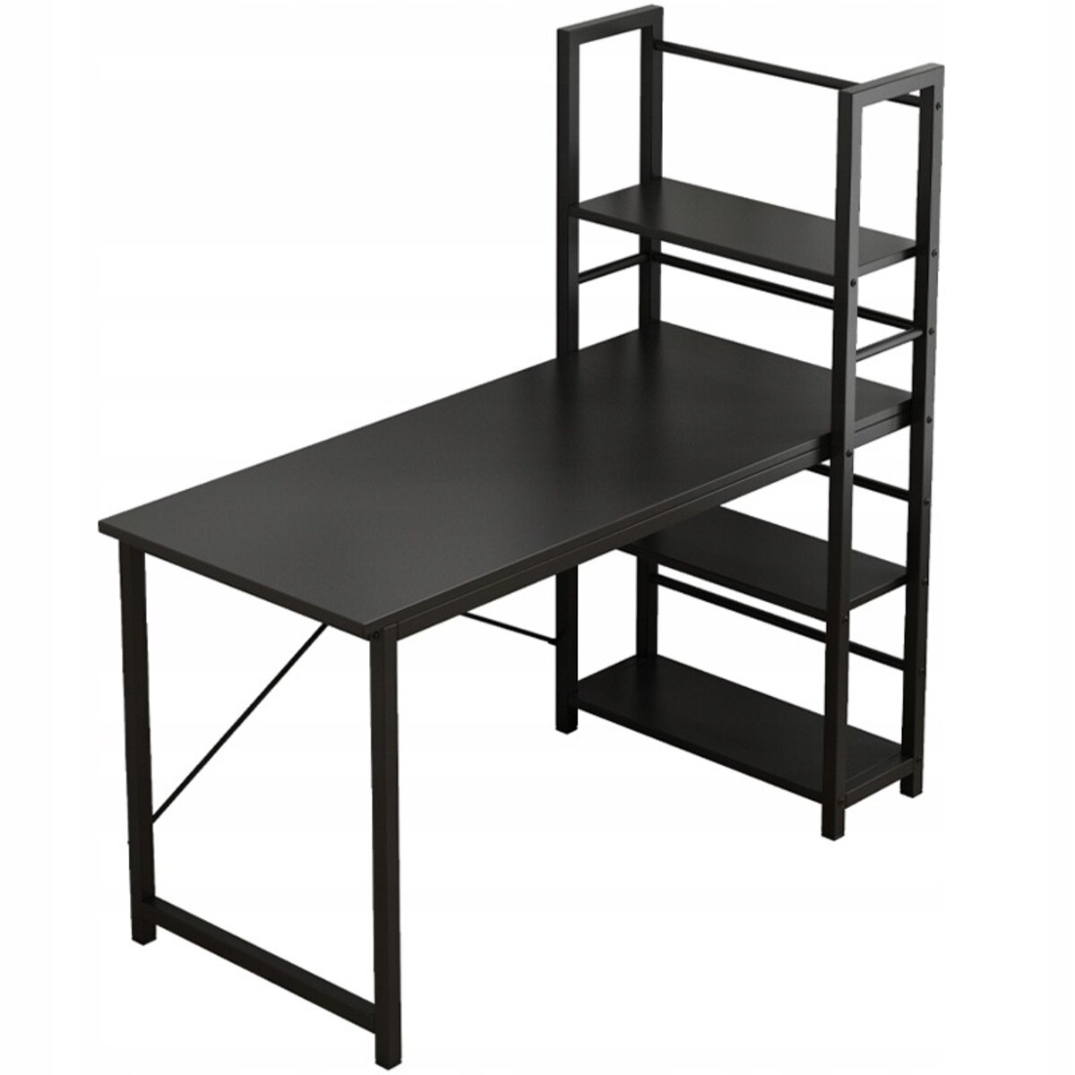 Biurko komputerowe stolik loft czarne industrialne z regałem półkami 120 cm