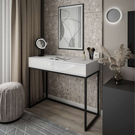 Konsola BLANCO LOFT 100x42x81 cm - biały wysoki połysk / czarny