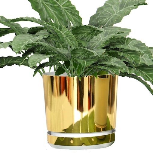 21 cm wzór ZŁOTO - BIAŁA Doniczka z podstawką nowoczesna elegancka glamour wysoki połysk