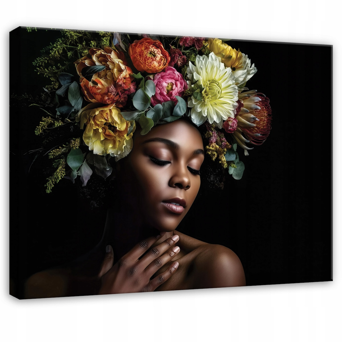 OBRAZ KOBIETA KWIATY ABSTRAKCJA DO SYPIALNI SALONU KUCHNI NA PŁÓTNIE 100x70