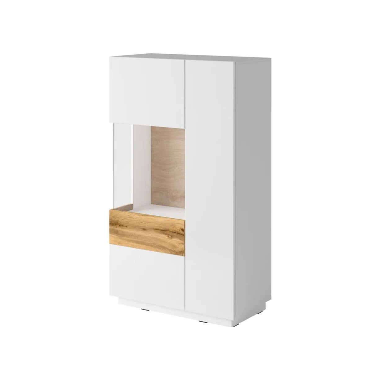 Witryna niska SILKE 2D 80cm biały połysk/dąb wotan lewa