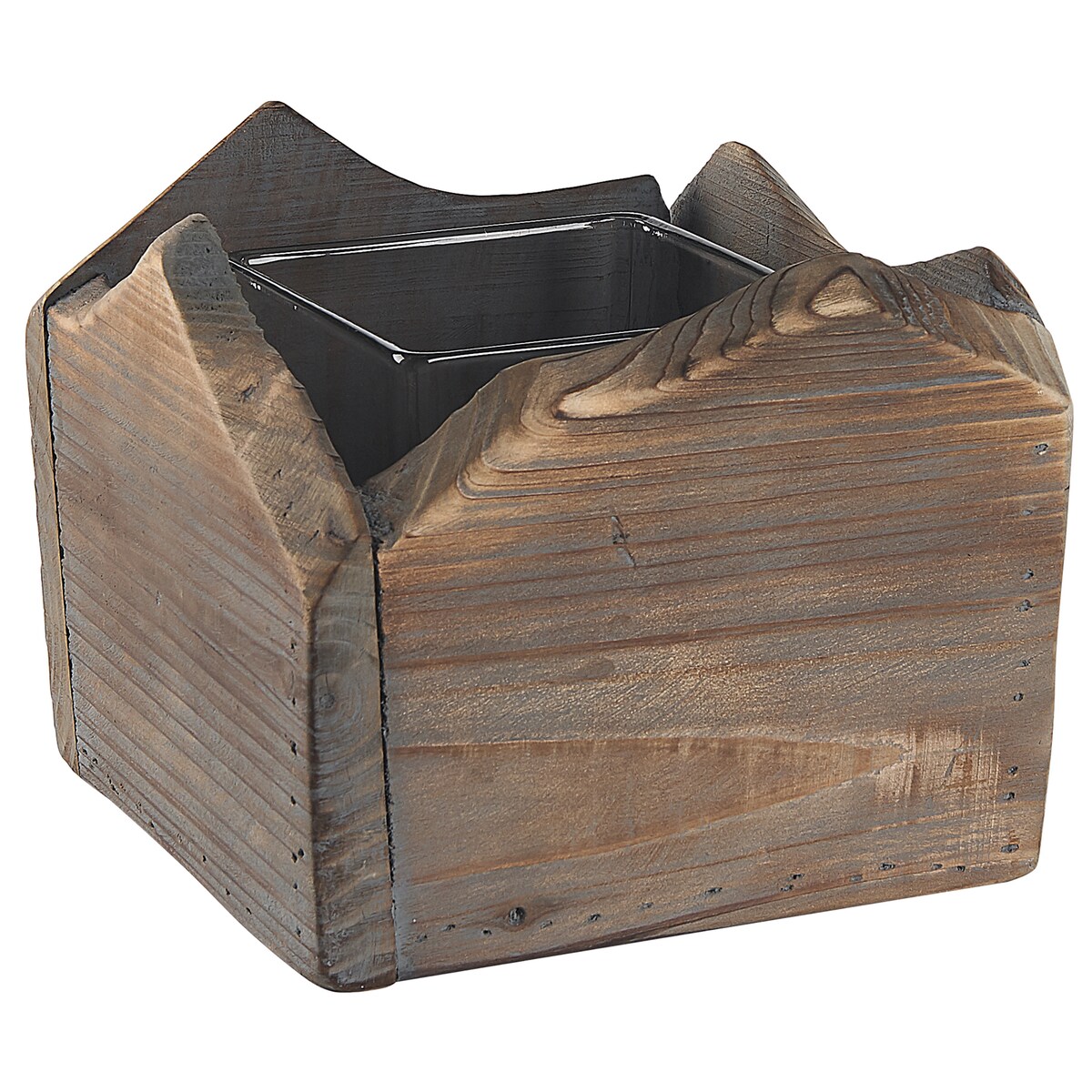 Zestaw 2 świeczników PLATEROS Drewno jodłowe 15/12 cm Ciemnobrązowy
