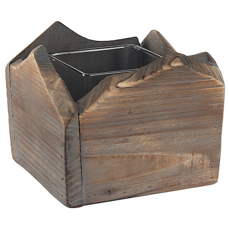 Zestaw 2 świeczników PLATEROS Drewno jodłowe 15/12 cm Ciemnobrązowy
