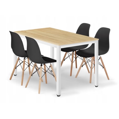 Zestaw Stół Do Jadalni Kuchni Salonu Biura Prostokątny Tessa 120X60 Dąb + 4 Krzesła Osaka Czarne