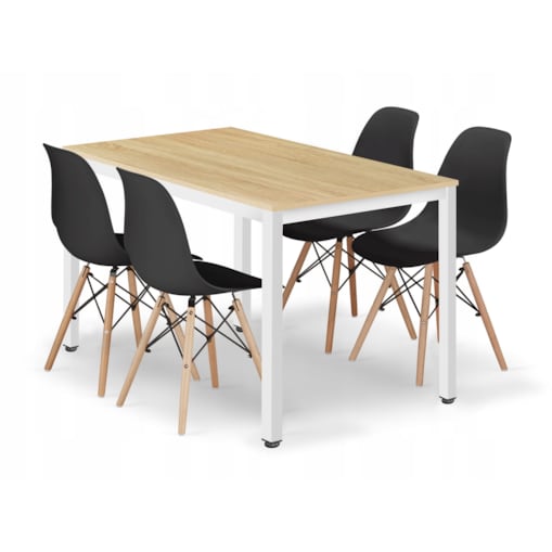 Zestaw Stół Do Jadalni Kuchni Salonu Biura Prostokątny Tessa 120X60 Dąb + 4 Krzesła Osaka Czarne