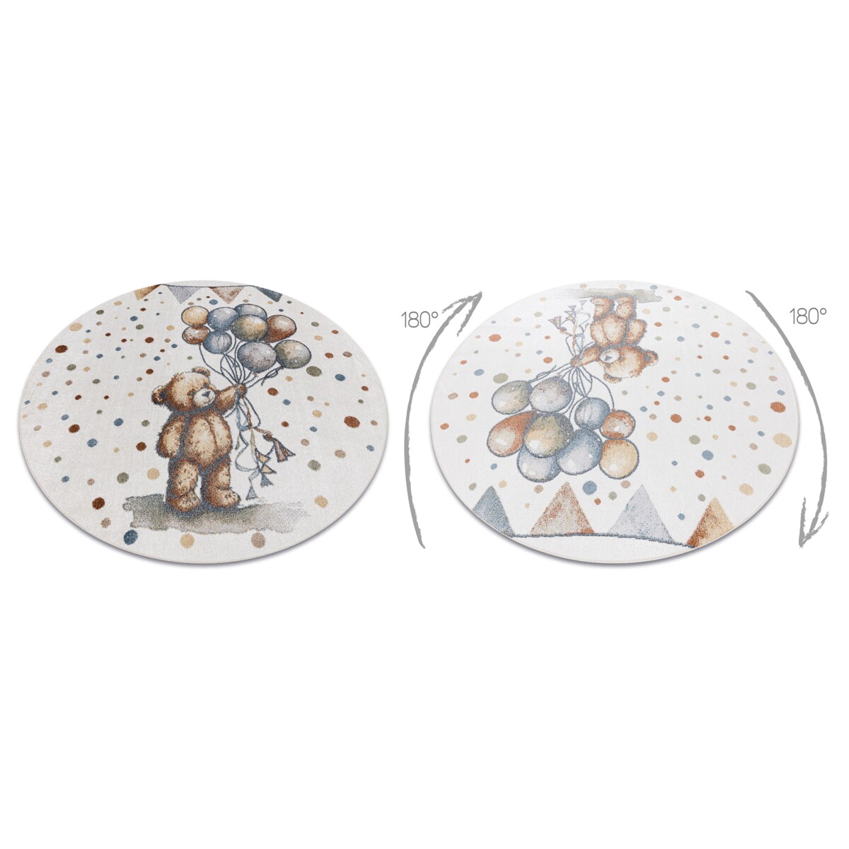 Dywan BONO 9614 koło Miś, balony kremowy / koło 120 cm