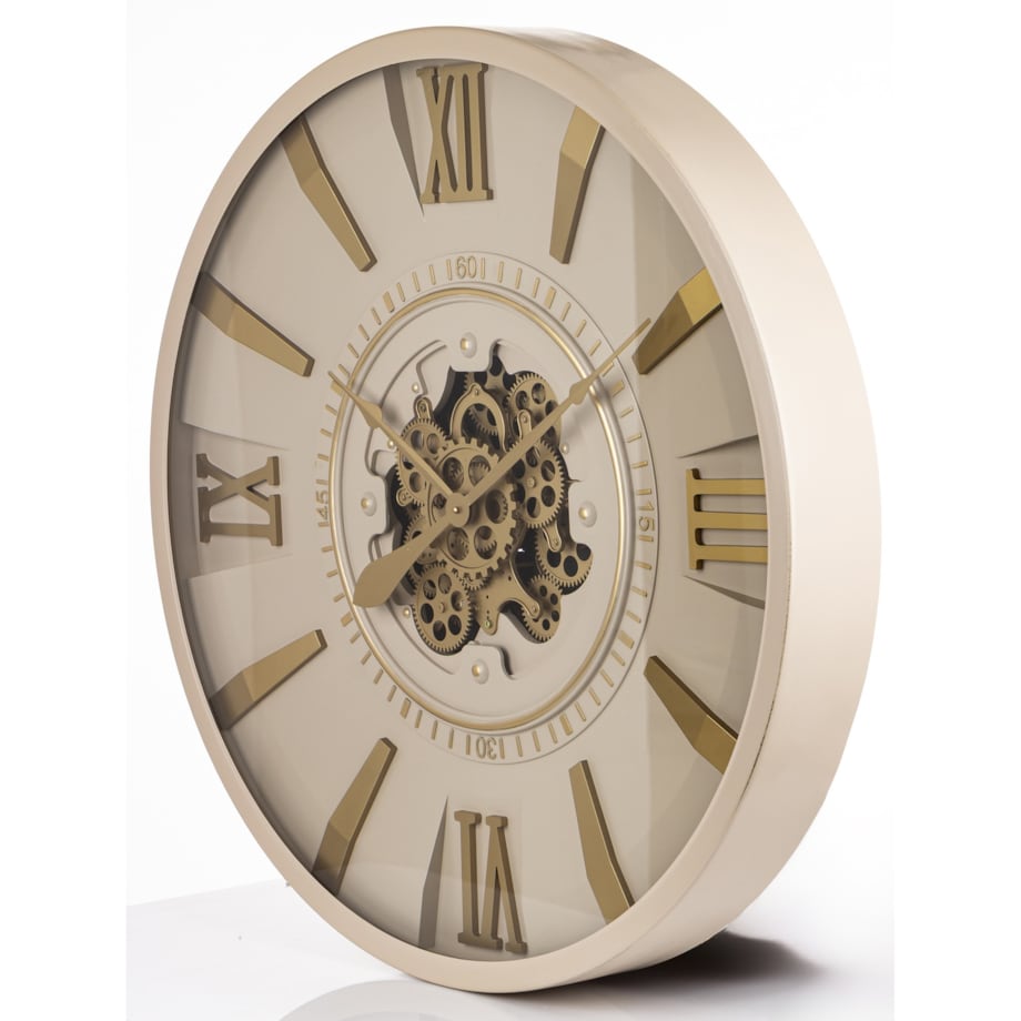 Zegar ścienny metalowy 80x80x10,5 cm OROGLIO biało-złoty