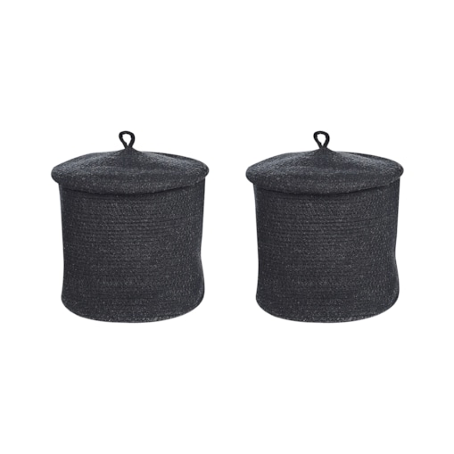 Zestaw 2 koszy bawełnianych czarny SILOPI