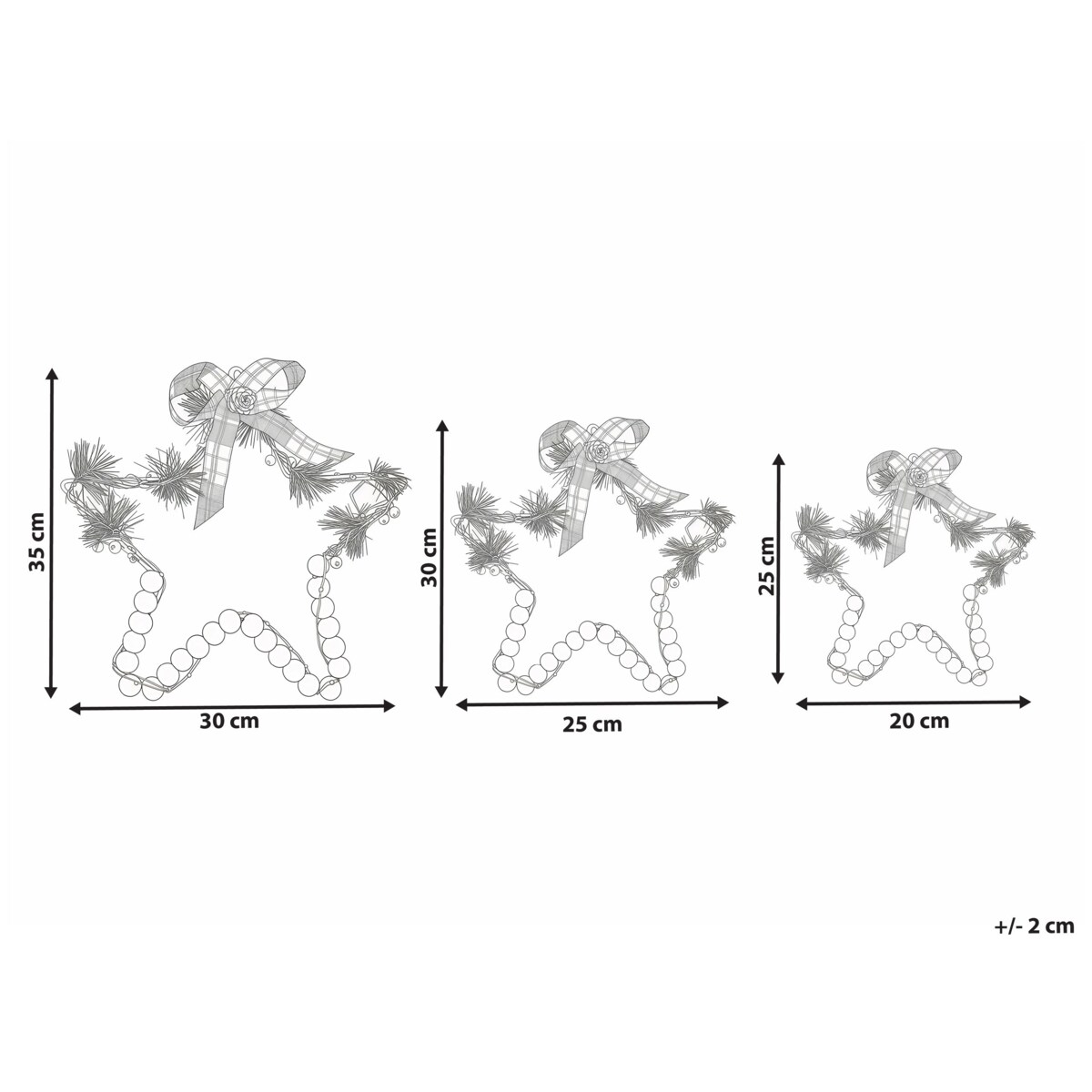 Zestaw 3 dekoracji wiszących LED KALLAVESI Gwiazda 25/30/35 cm Biały