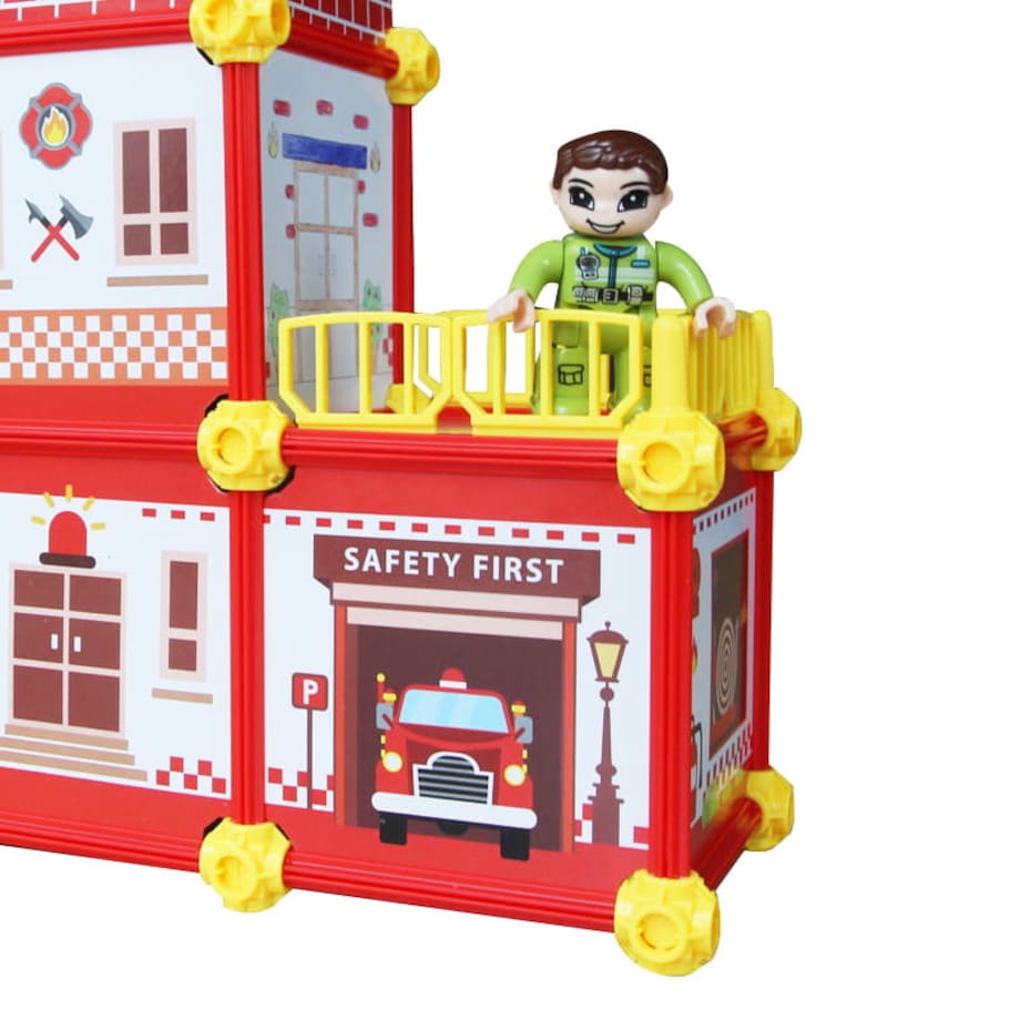 Dwustronny domek do składania i kolorowania - Straż pożarna