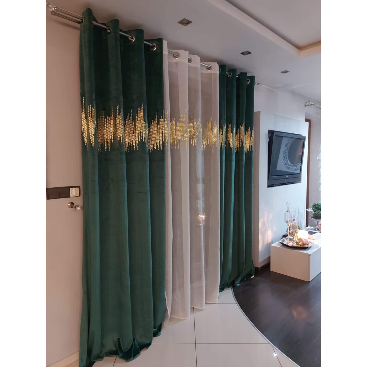 zasłona welurowa ecg gold 140x250 cm zielony