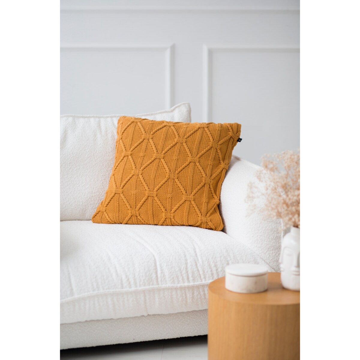 Poszewka brytyjska kwadratowa musztardowa, 50 x 50 cm, La Manta