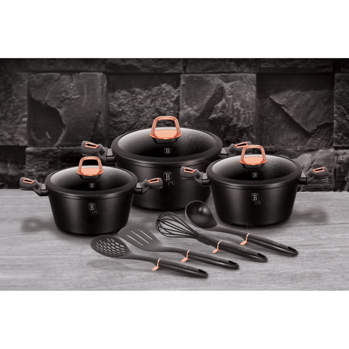 Zestaw 10 elementów garnki, akcesoria Black Rose BerlingerHaus BH-6154