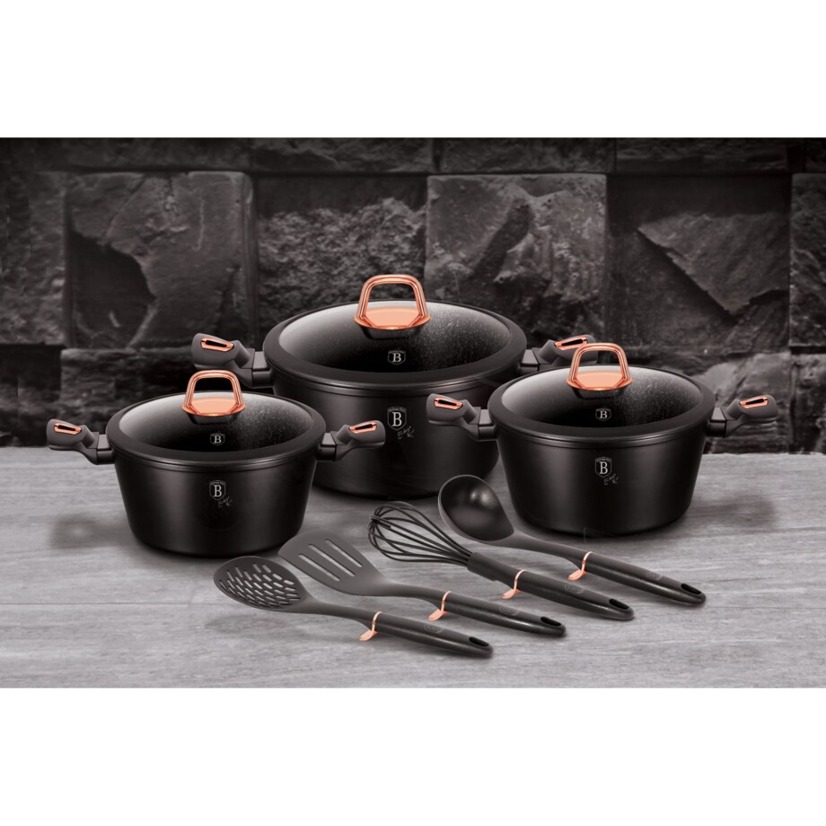Zestaw 10 elementów garnki, akcesoria Black Rose BerlingerHaus BH-6154