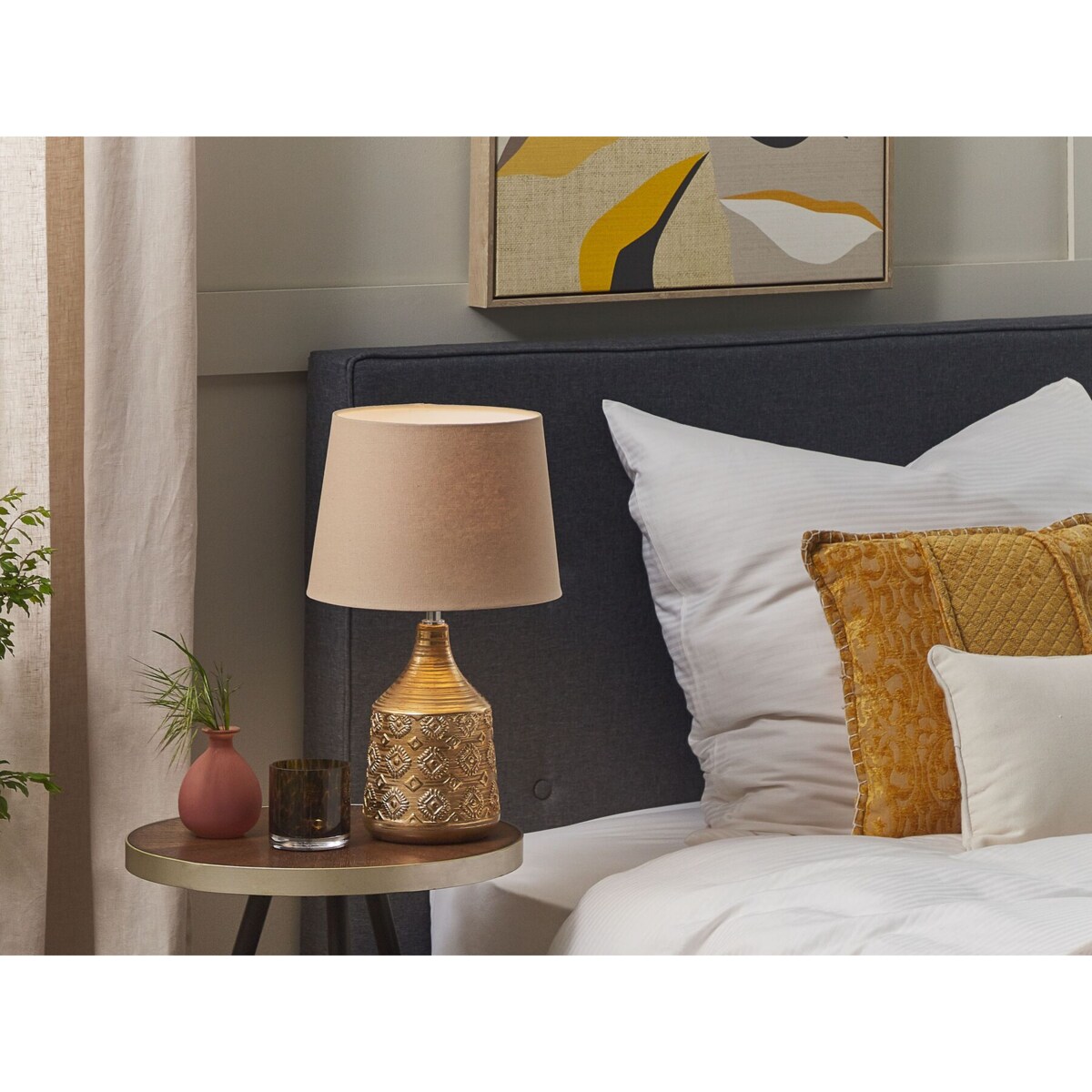 Lampa stołowa ceramiczna brązowa WARI