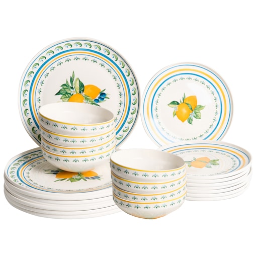 Zastawa stołowa 24-częściowa TARRAGON Porcelana Biały/ zielony