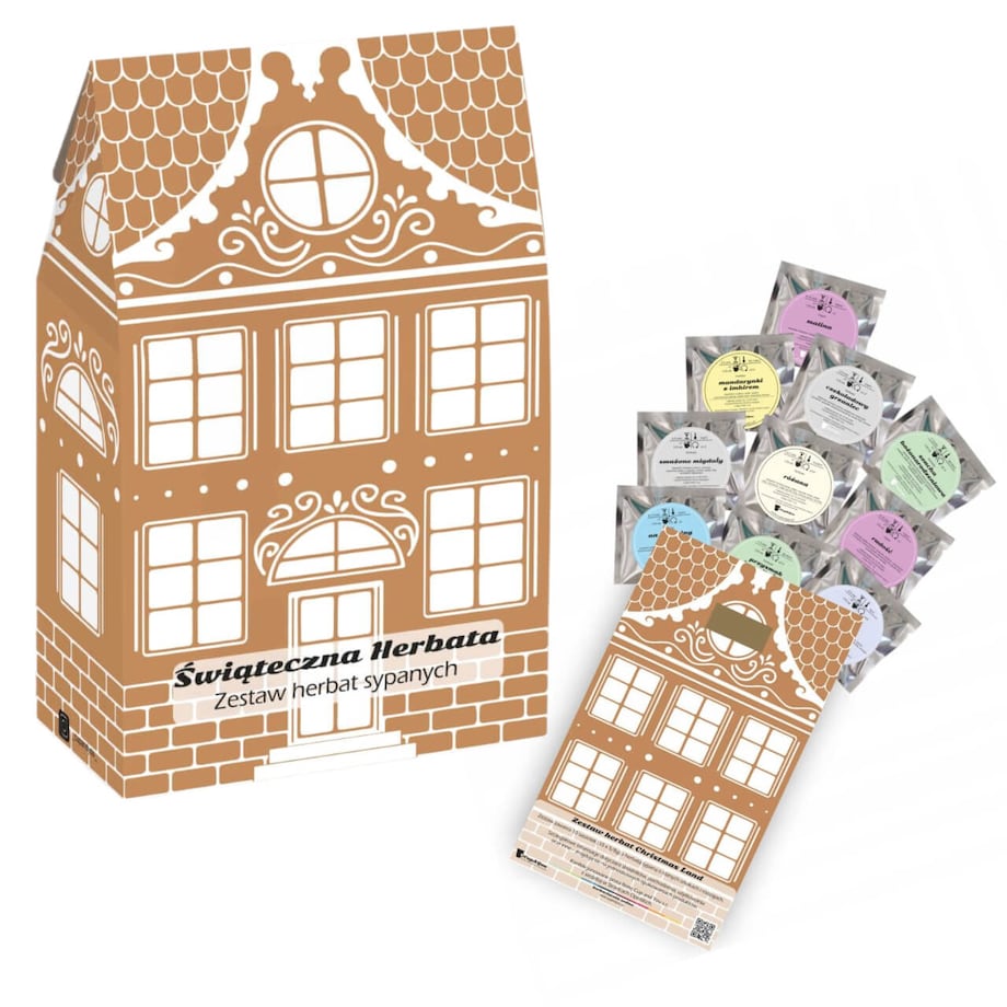 Gotowy zestaw prezentowy „Christmas Land“ herbata smakowa PREMIUM mix 10 szt. prezent upominek pod choinkę dla kobiety faceta mężczyzny mamy taty chłopaka dziewczyny żony męża