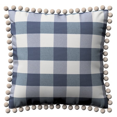 Poszewka Wera na poduszkę 45x45 granatowo-biała krata (5,5x5,5cm)